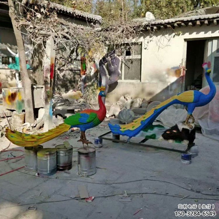 彩繪孔雀雕塑觀賞型，廣場(chǎng)系列，仿真孔雀雕塑優(yōu)選