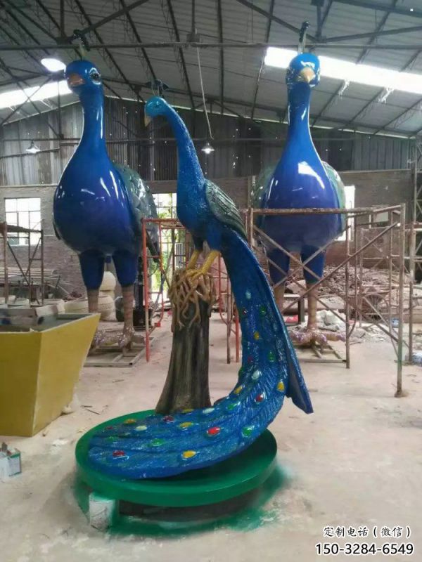彩繪孔雀雕塑生產(chǎn)商，街頭藝術(shù)，藝術(shù)仿真孔雀雕塑精選?