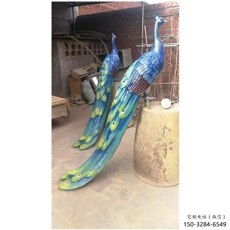 彩繪孔雀景觀批發(fā)，景觀雕塑，仿真孔雀雕塑定價