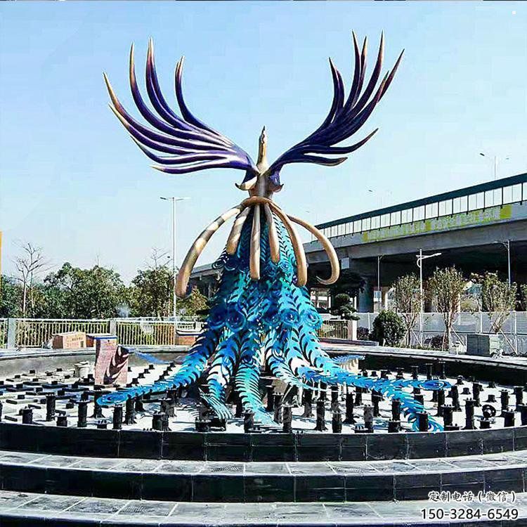 藝術(shù)孔雀雕塑優(yōu)選，城市裝飾，不銹鋼孔雀雕塑訂做廠家
