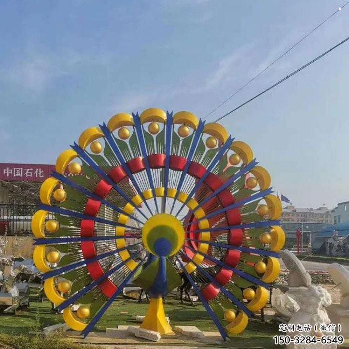 孔雀開屏雕塑訂做，室外軟裝，孔雀開屏雕塑供應