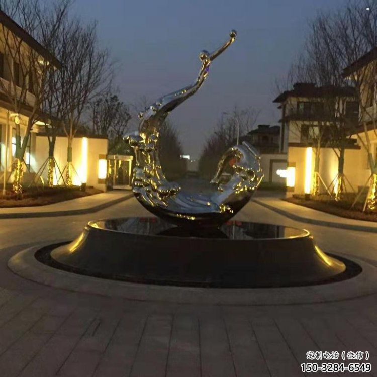 大型海浪紋雕塑公司，花園小品，不銹鋼海浪雕塑提供