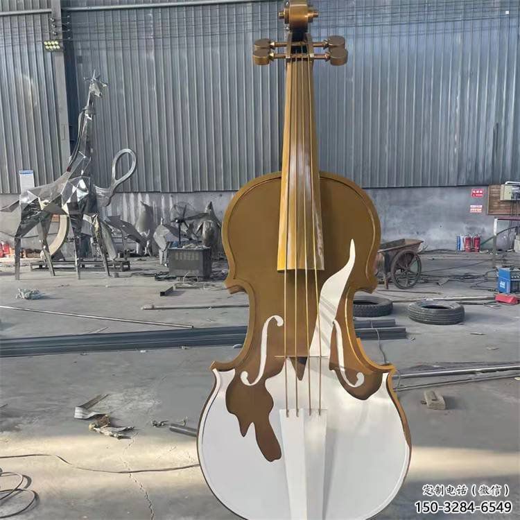 大提琴雕塑展品，室外軟裝，展示不銹鋼大提琴雕塑訂做