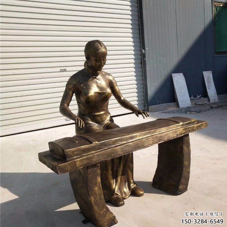 彈古箏雕塑承接，景區(qū)案例，民俗人物雕塑承接