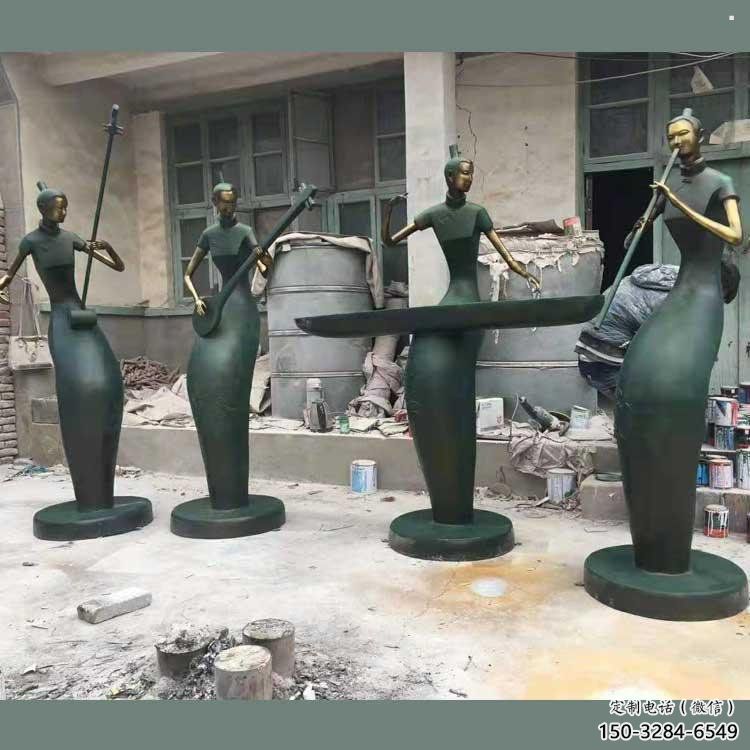 彈古箏雕塑供求，村標(biāo)概念，民俗人物雕塑制作承接