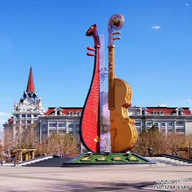 提琴雕塑供求，美陳雕塑，烤漆提琴雕塑制造