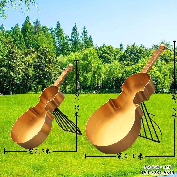 小提琴雕塑訂做，美陳雕塑，烤漆提琴雕塑批發(fā)