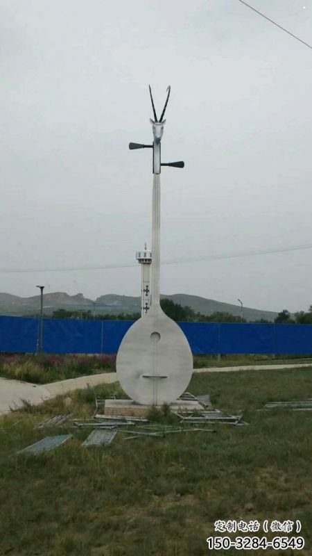 馬頭琴雕塑批發(fā)，街頭藝術(shù)，不銹鋼馬頭琴雕塑展品