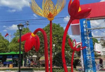 郁金香雕塑訂做，室外軟裝，不銹鋼郁金香雕塑廠