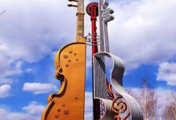 大提琴雕塑制作，村標(biāo)概念，不銹鋼大提琴雕塑專供