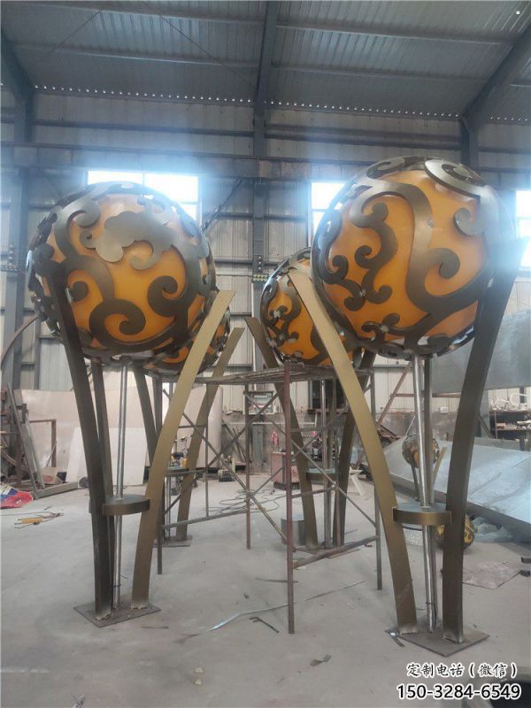 空心球雕塑制作，地標(biāo)擺件，景觀鏤空空心球雕塑選用