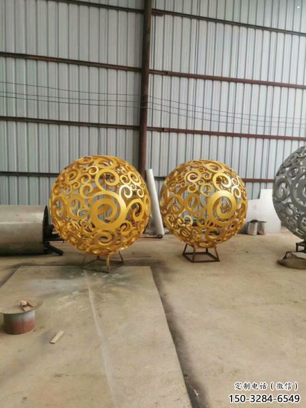 棱面球雕塑服務(wù)商，街道標(biāo)識，鏤空棱面球雕塑定制廠家