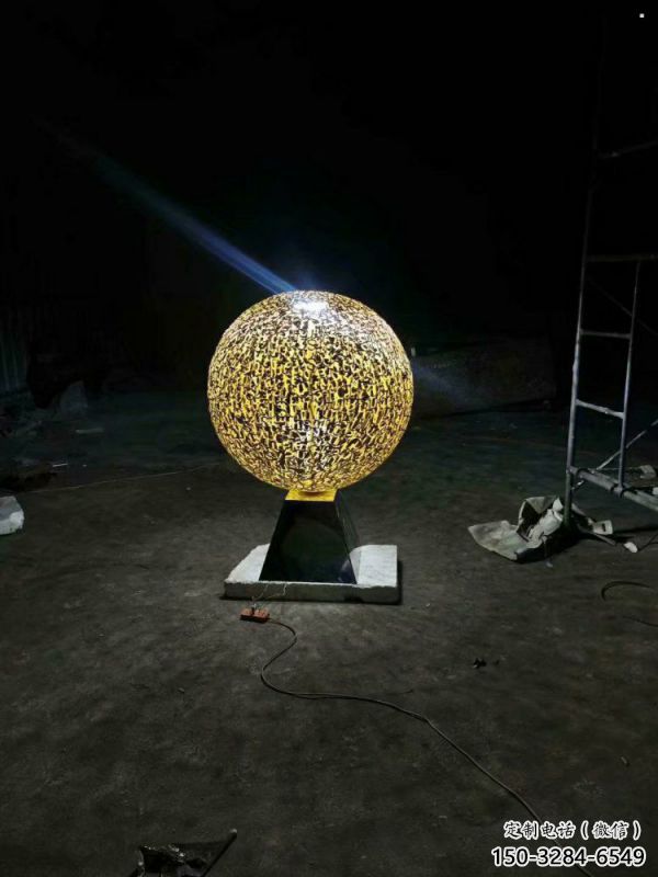 燈光球雕塑制作，景觀雕塑，不銹鋼燈光球雕塑廠家