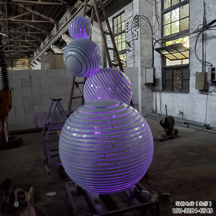 燈光球雕塑制作，公園小品，不銹鋼燈光球雕塑優(yōu)選