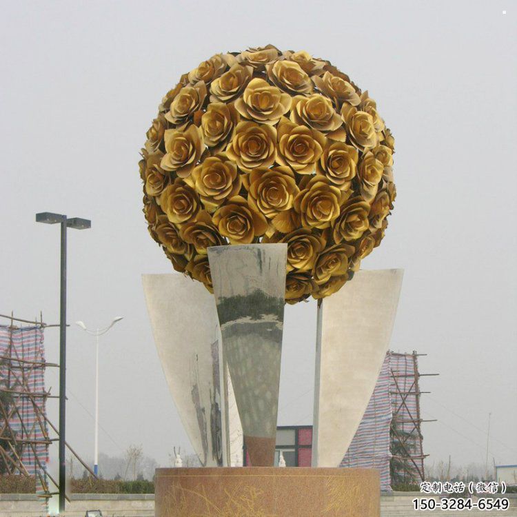 花球雕塑精選，市標(biāo)雕塑，不銹鋼花球雕塑廠家