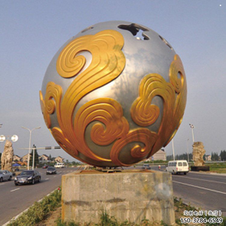 花紋球雕塑廠(chǎng)，景觀(guān)雕塑，不銹鋼花紋球雕塑制作承接
