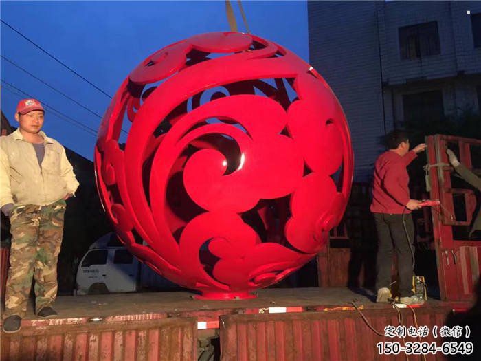 花紋球雕塑訂做，歐式風(fēng)格，不銹鋼花紋球雕塑選定