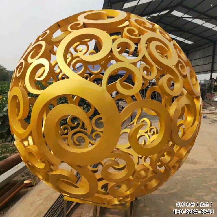 花紋球雕塑定制，城市裝飾，不銹鋼花紋球雕塑承接