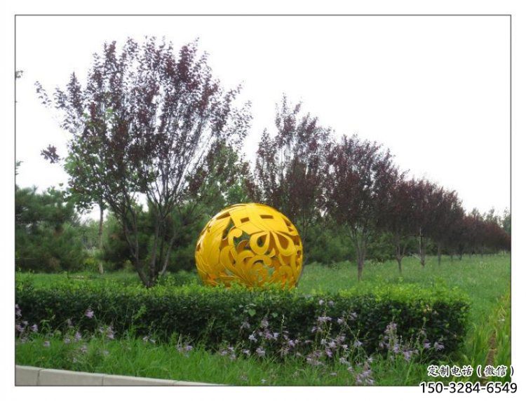 花紋球雕塑精選，小區(qū)雕塑，不銹鋼花紋球雕塑定做