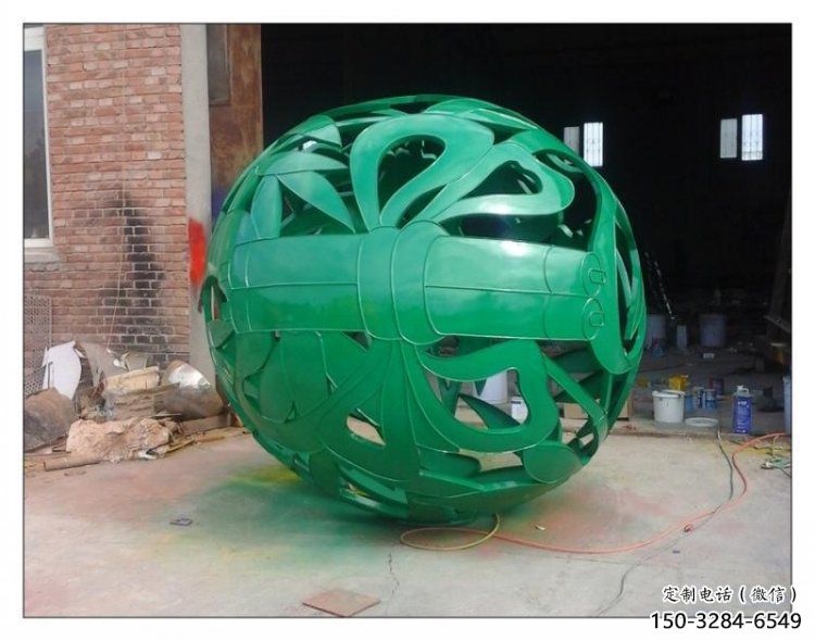 花紋球雕塑制作，酒店擺件，不銹鋼花紋球雕塑訂做