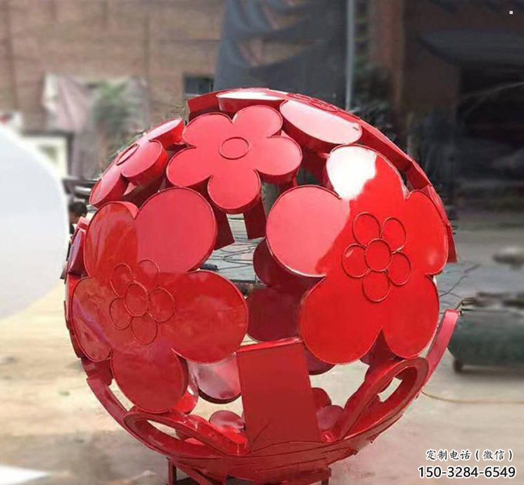 花紋球雕塑制作，景觀雕塑，不銹鋼花紋球雕塑常用