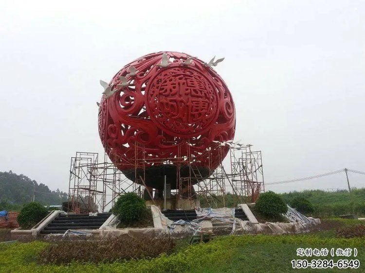 景觀圓球雕塑承接，城市裝飾，烤漆圓球雕塑廠家