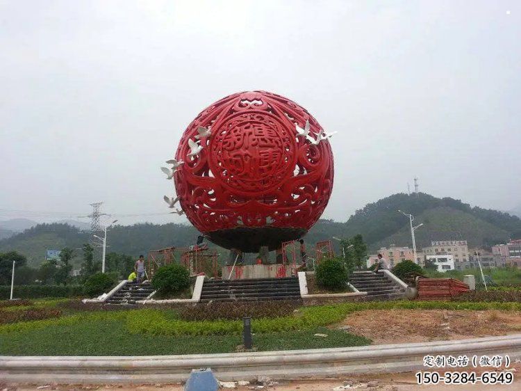 圓球雕塑訂做，街道標(biāo)識(shí)，烤漆圓球雕塑定做