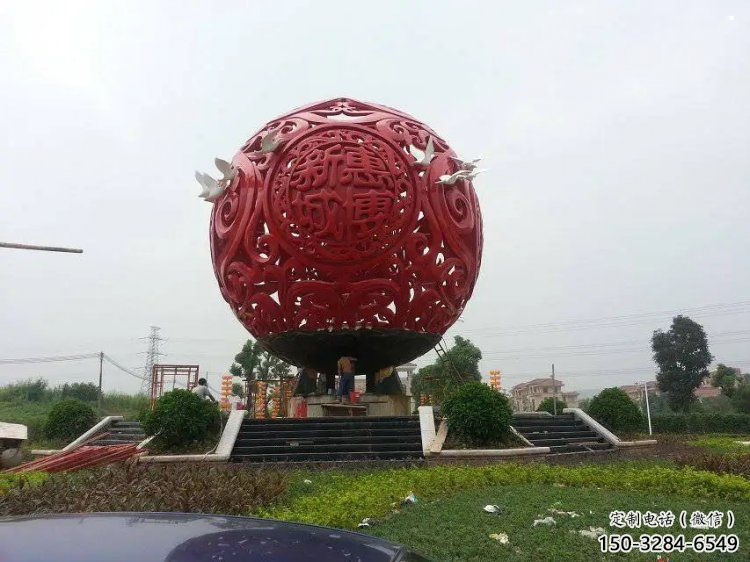 圓球雕塑服務(wù)商，街道標(biāo)識(shí)，景觀烤漆圓球雕塑定制