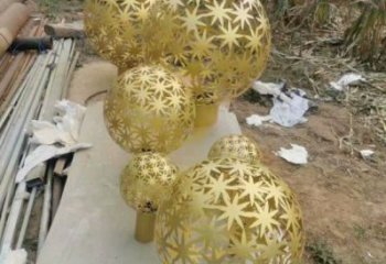 棱面球雕塑供給，市標(biāo)雕塑，鏤空棱面球雕塑定制廠家