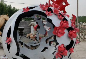 鏤空花球雕塑定價(jià)，廣場(chǎng)雕塑，不銹鋼花球雕塑廠家