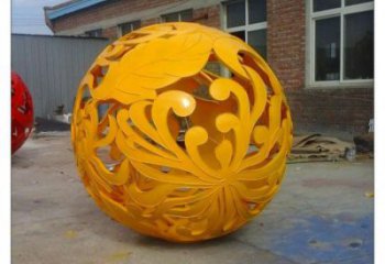 花紋球雕塑指用，小區(qū)雕塑，不銹鋼花紋球雕塑制作