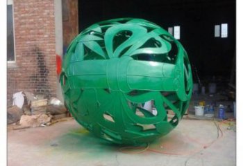 花紋球雕塑制作，酒店擺件，不銹鋼花紋球雕塑訂做