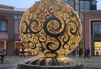 花紋球雕塑制造，中式工藝，不銹鋼花紋球雕塑制造