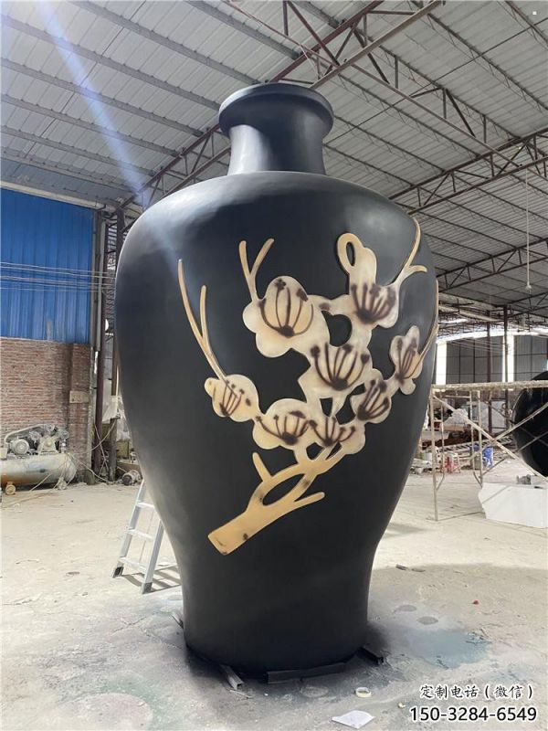 制造花瓶雕塑專供，地標(biāo)擺件，玻璃鋼花瓶雕塑訂做