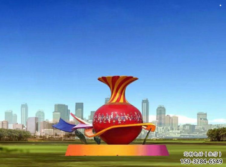 花瓶雕塑定價，街頭雕塑，烤漆玻璃鋼花瓶雕塑定價