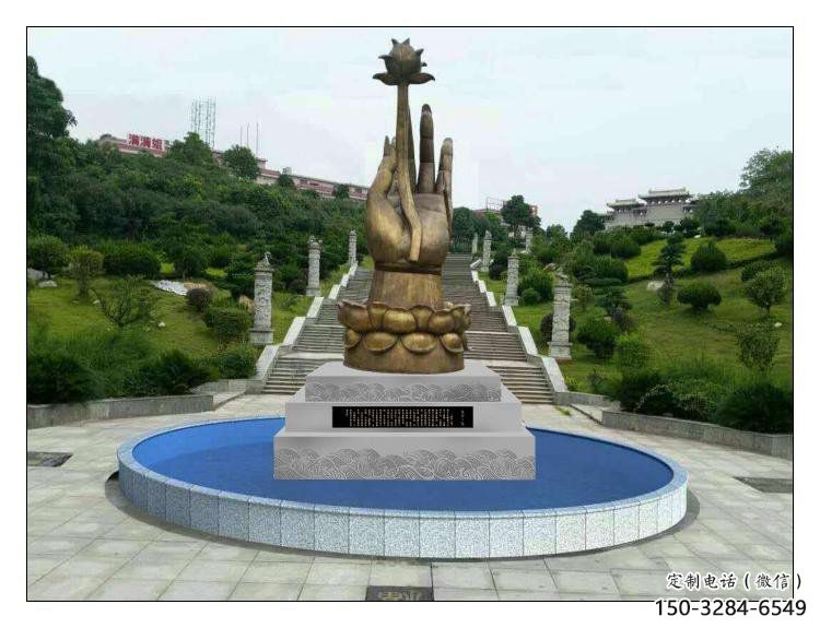 手拈花雕塑生產(chǎn)，城市裝飾，不銹鋼手拈花雕塑選定