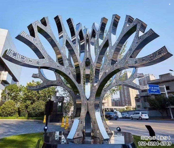 遮陽(yáng)樹(shù)雕塑通用，街道標(biāo)識(shí)，不銹鋼鏤空遮陽(yáng)樹(shù)雕塑承接