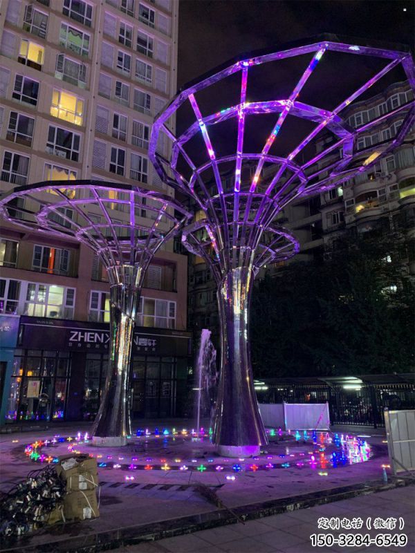 燈光樹雕塑選用，廣場雕塑，燈光蘑菇樹雕塑異型廠家