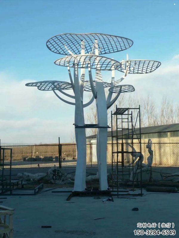 蘑菇樹雕塑承接，景區(qū)案例，幾何鏤空蘑菇樹雕塑承接