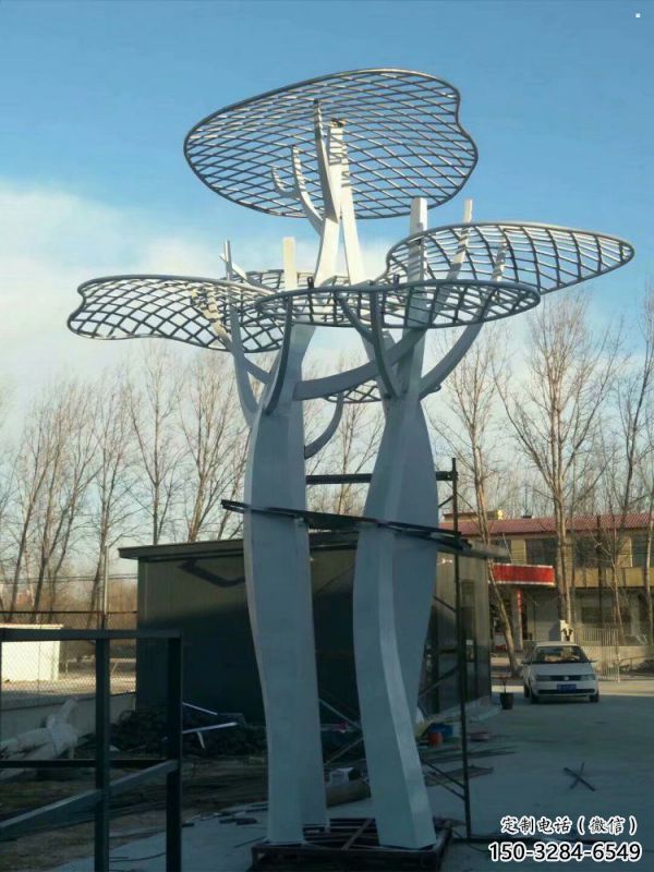 蘑菇樹雕塑定價(jià)，街頭雕塑，鏤空蘑菇樹雕塑制作廠家
