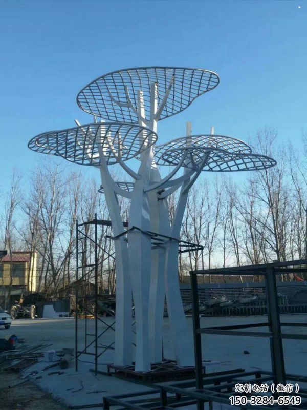 蘑菇樹雕塑生產(chǎn)，公園雕塑，鏤空蘑菇樹雕塑標準廠家