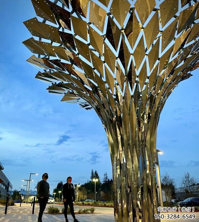 傘樹雕塑定價，村標概念，鏤空傘樹雕塑廠家選用