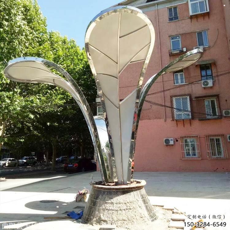 鏡面樹葉雕塑，園林裝飾，不銹鋼鏡面樹葉雕塑承接