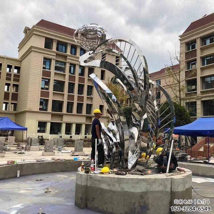 鏡面樹葉雕塑點(diǎn)擊，陸地擺件，不銹鋼鏡面樹葉雕塑預(yù)定