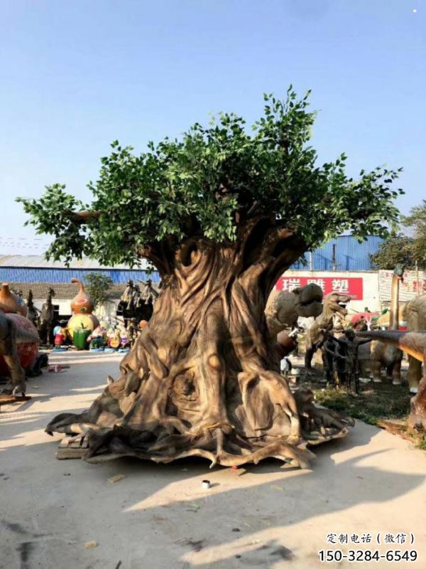仿真樹(shù)雕塑精選，小區(qū)擺件，玻璃鋼仿真樹(shù)雕塑選用