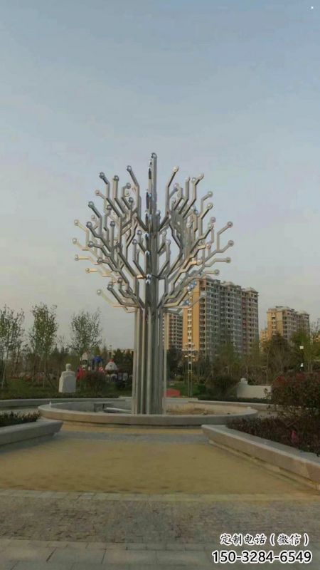 風鈴樹雕塑定制，小區(qū)擺件，不銹鋼風鈴樹雕塑服務商