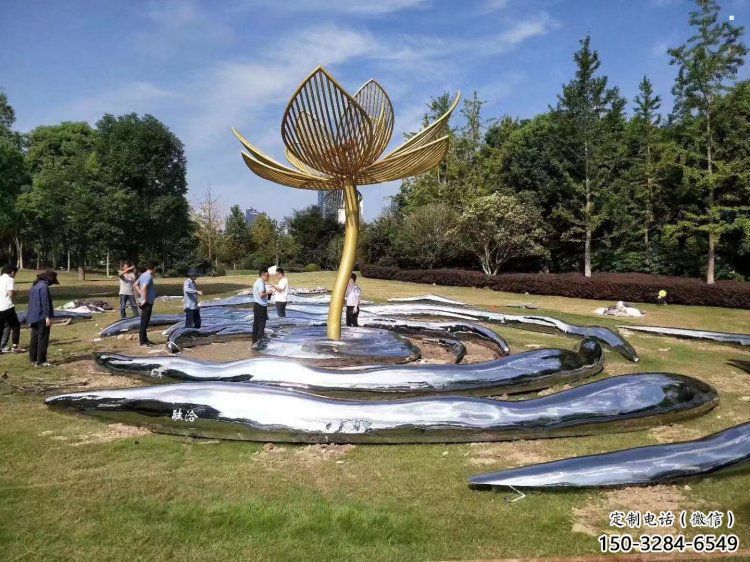花樹雕塑制造商，街景小品，不銹鋼花樹雕塑定制