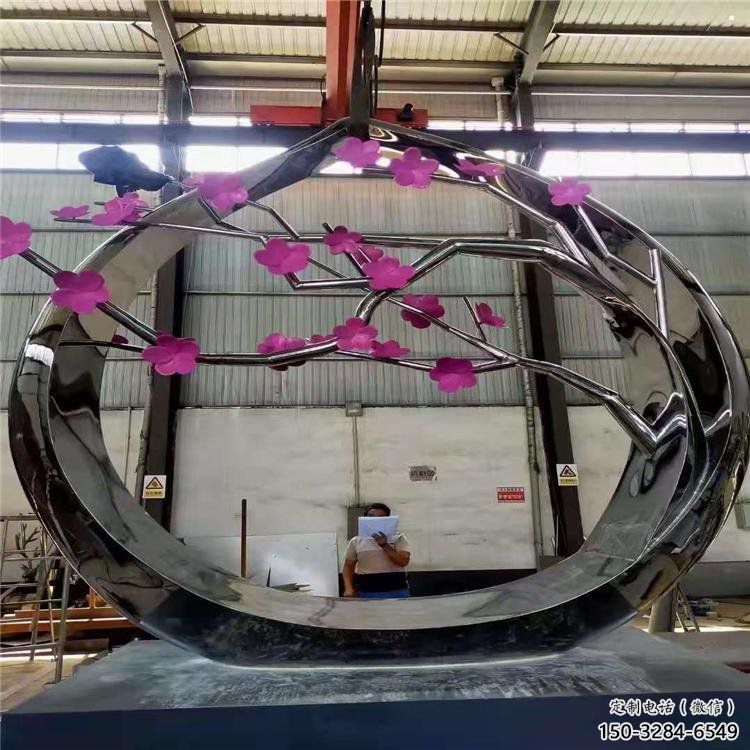 梅花樹雕塑定做，美陳雕塑，不銹鋼梅花樹雕塑廠家