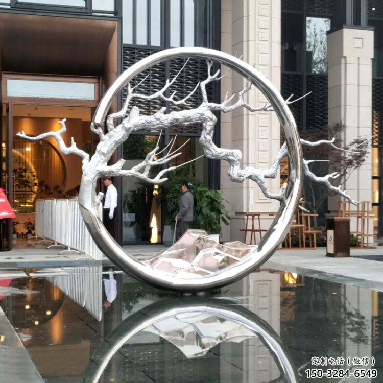 圓環(huán)樹(shù)雕塑訂做，戶外雕塑，不銹鋼圓環(huán)樹(shù)雕塑供給