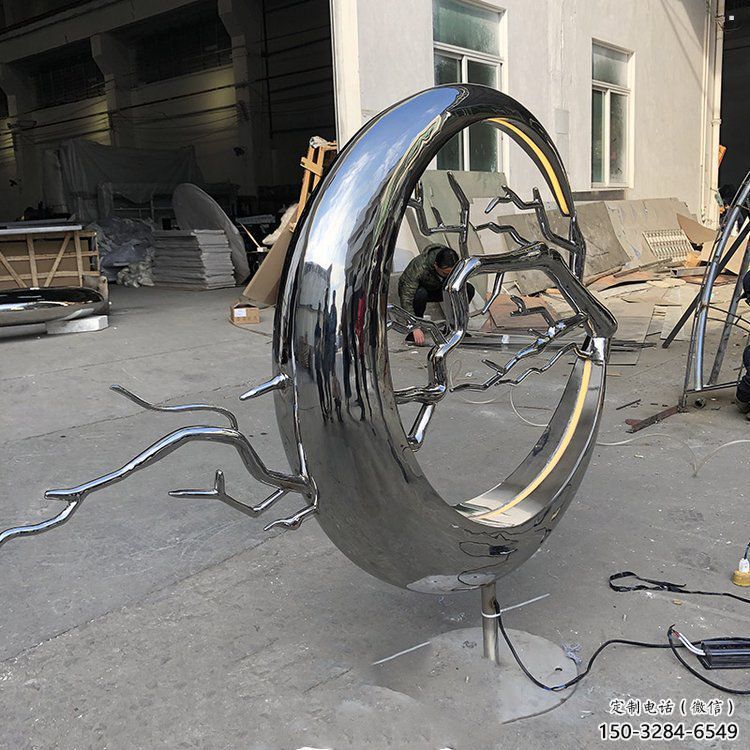 圓環(huán)樹雕塑供應，花園小品，不銹鋼圓環(huán)樹雕塑展品